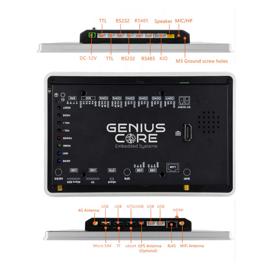 7" inch RK3568 All in One HMI Android Panel PC, ControlHUB Series, IPS LCD, AL Frame