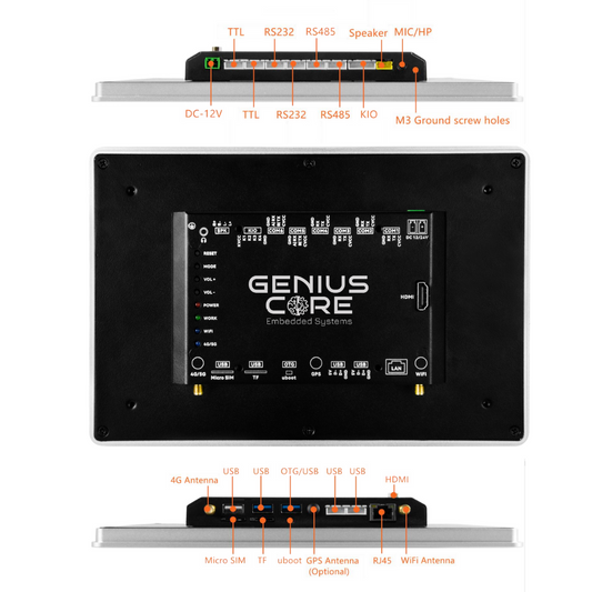 10.1" inch RK3288 All in One HMI Android Panel PC, ControlHUB Series, IPS LCD, AL Frame