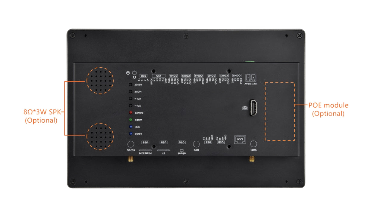 10.1" inch A133P 2x INT SPK All in One HMI Android Panel PC, ControlHUB Series, IPS LCD, ABS Frame