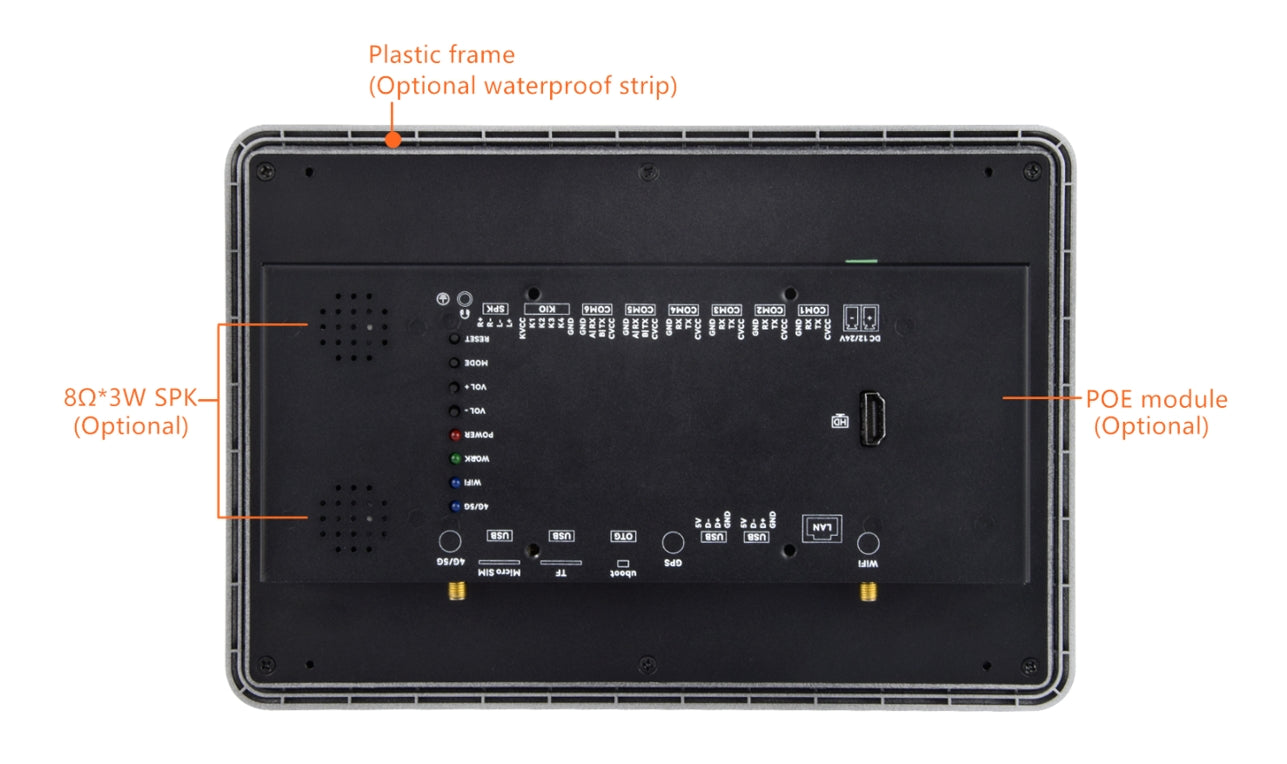 10.1" inch RK3288 2x INT SPK All in One HMI Android Panel PC, ControlHUB Series, IPS LCD, ABS Larger Frame