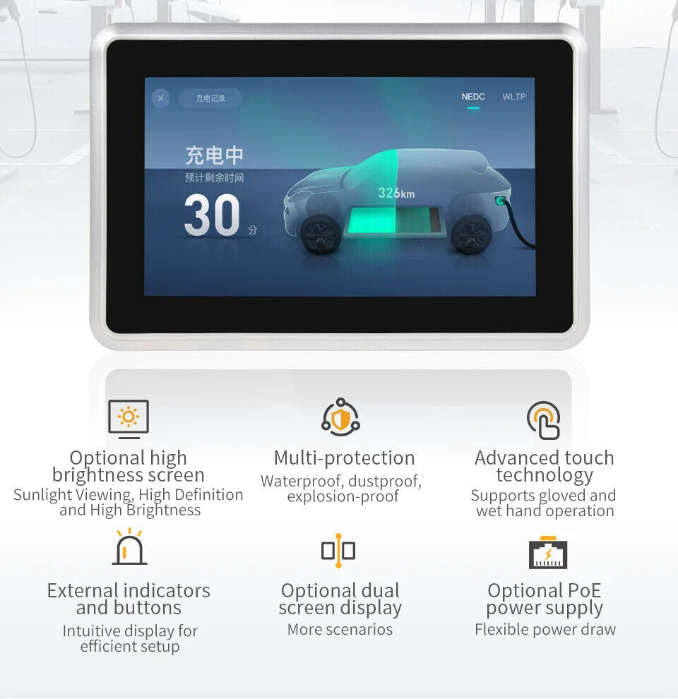7" inch A133P 2x INT SPK All in One HMI Android Panel PC, ControlHUB Series, IPS LCD, ABS Larger Frame