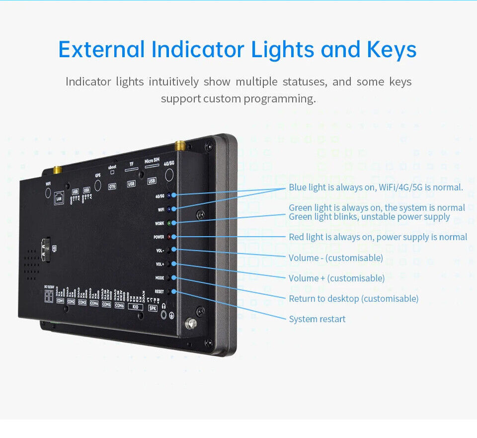 7" inch RK3568 2x INT SPK All in One HMI Android Panel PC, ControlHUB Series, IPS LCD, ABS Frame