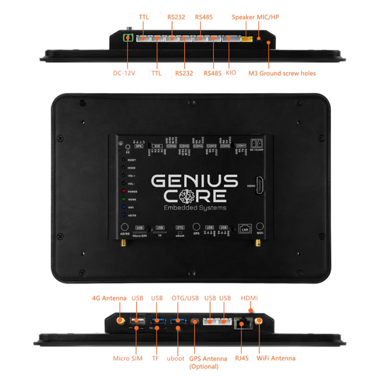 10.1" inch RK3568 All in One HMI Android Panel PC, ControlHUB Series, IPS LCD, ABS Frame