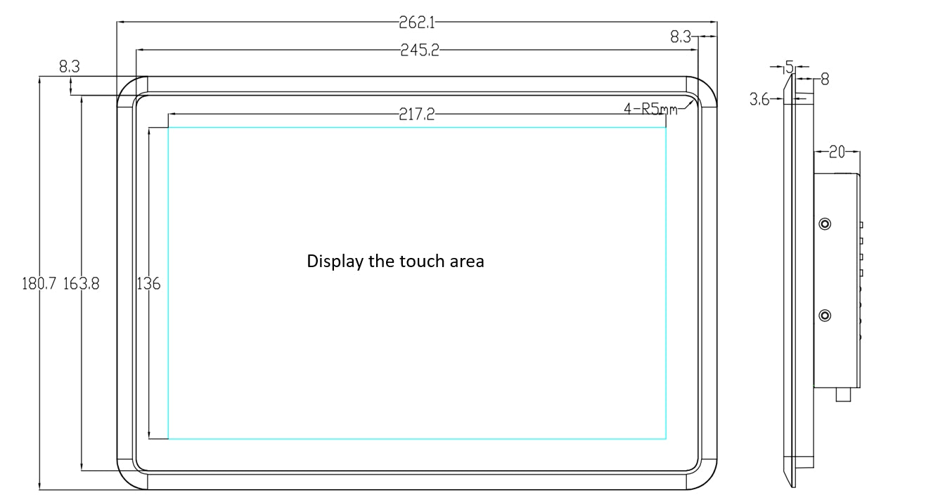 10.1" inch RK3288 2x INT SPK All in One HMI Android Panel PC, ControlHUB Series, IPS LCD, ABS Larger Frame