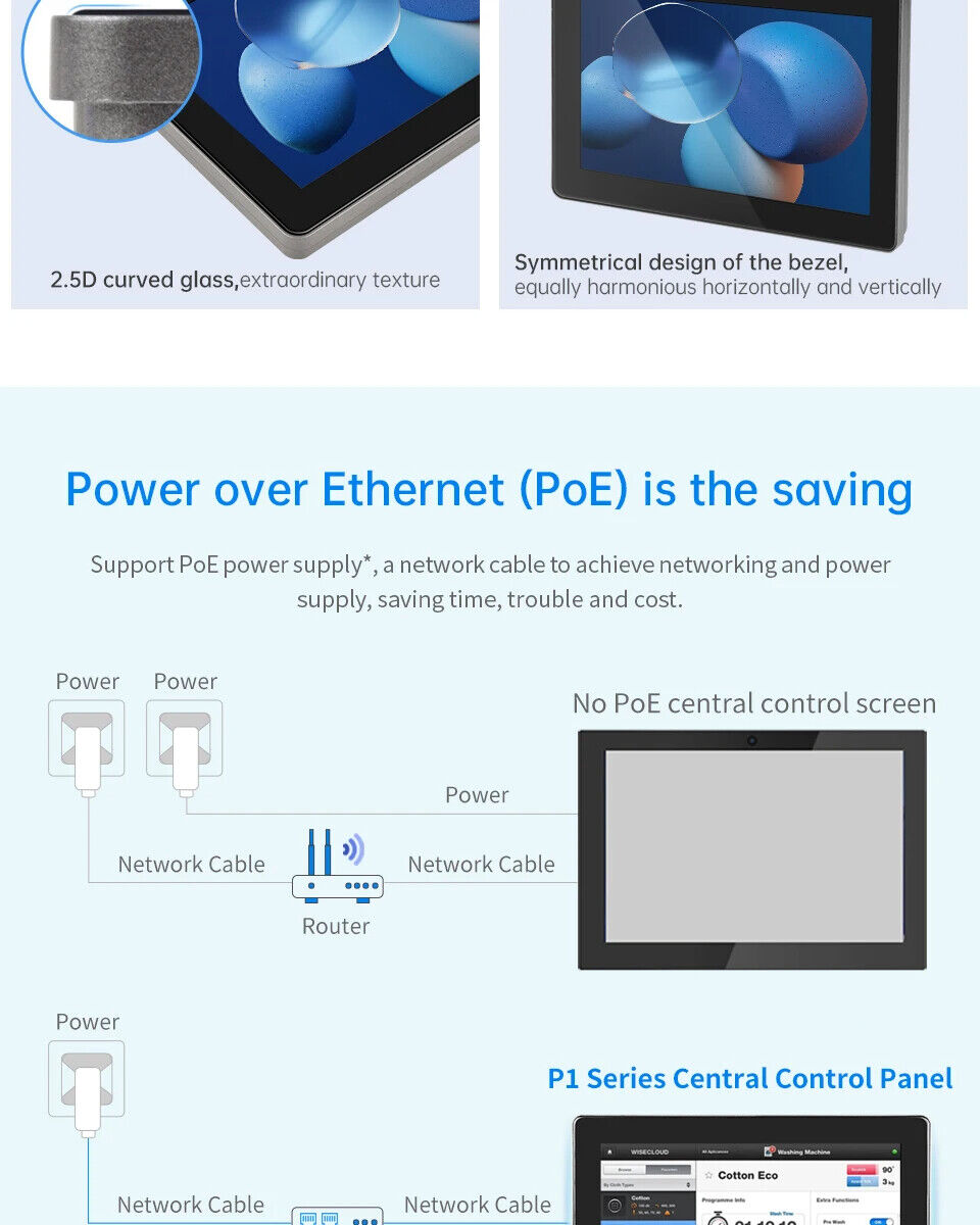 7" inch RK3288 2x INT SPK All in One HMI Android Panel PC, ControlHUB Series, IPS LCD, ABS Frame