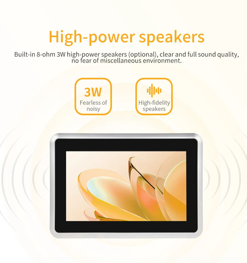 7" inch A133P 2x INT SPK All in One HMI Android Panel PC, ControlHUB Series, IPS LCD, ABS Larger Frame