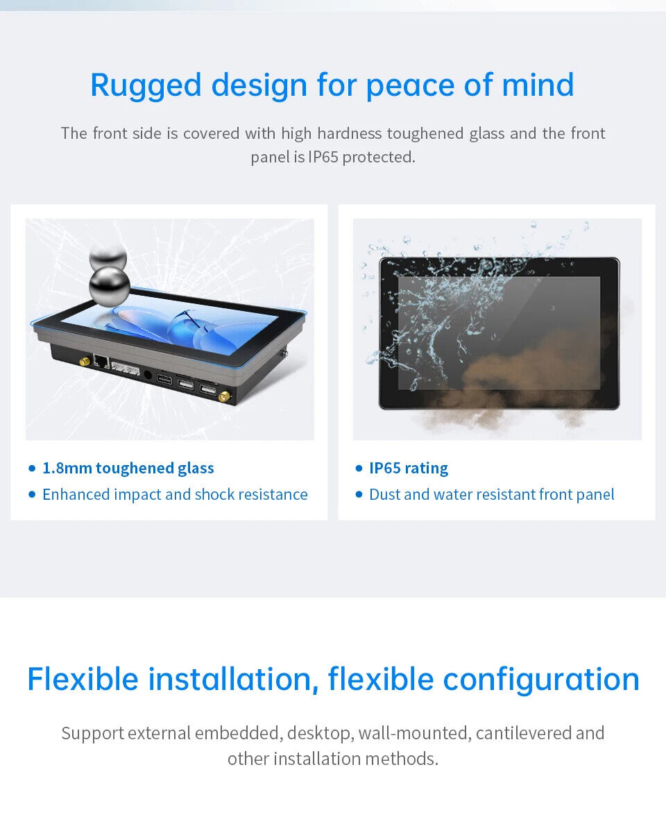7" inch RK3288 2x INT SPK All in One HMI Android Panel PC, ControlHUB Series, IPS LCD, ABS Frame