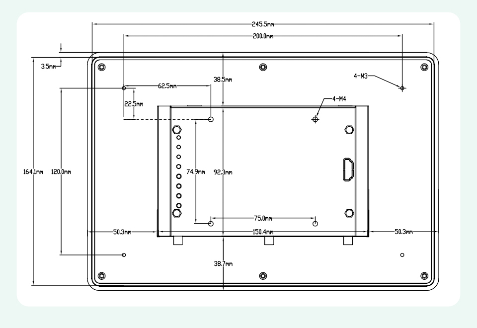 10.1" inch A133P All in One HMI Android Panel PC, ControlHUB Series, IPS LCD, AL Frame