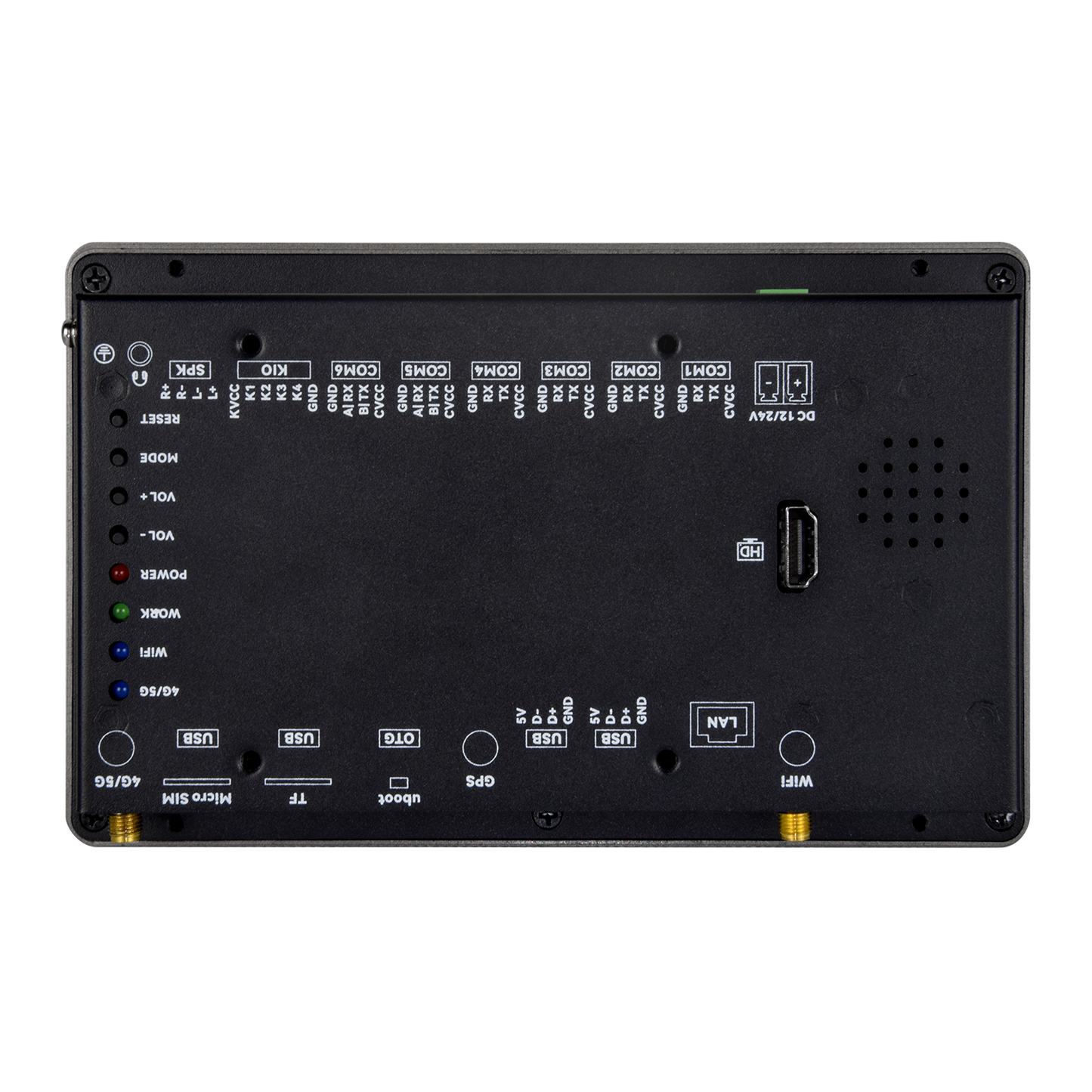 7" inch RK3568 2x INT SPK All in One HMI Android Panel PC, ControlHUB Series, IPS LCD, ABS Frame