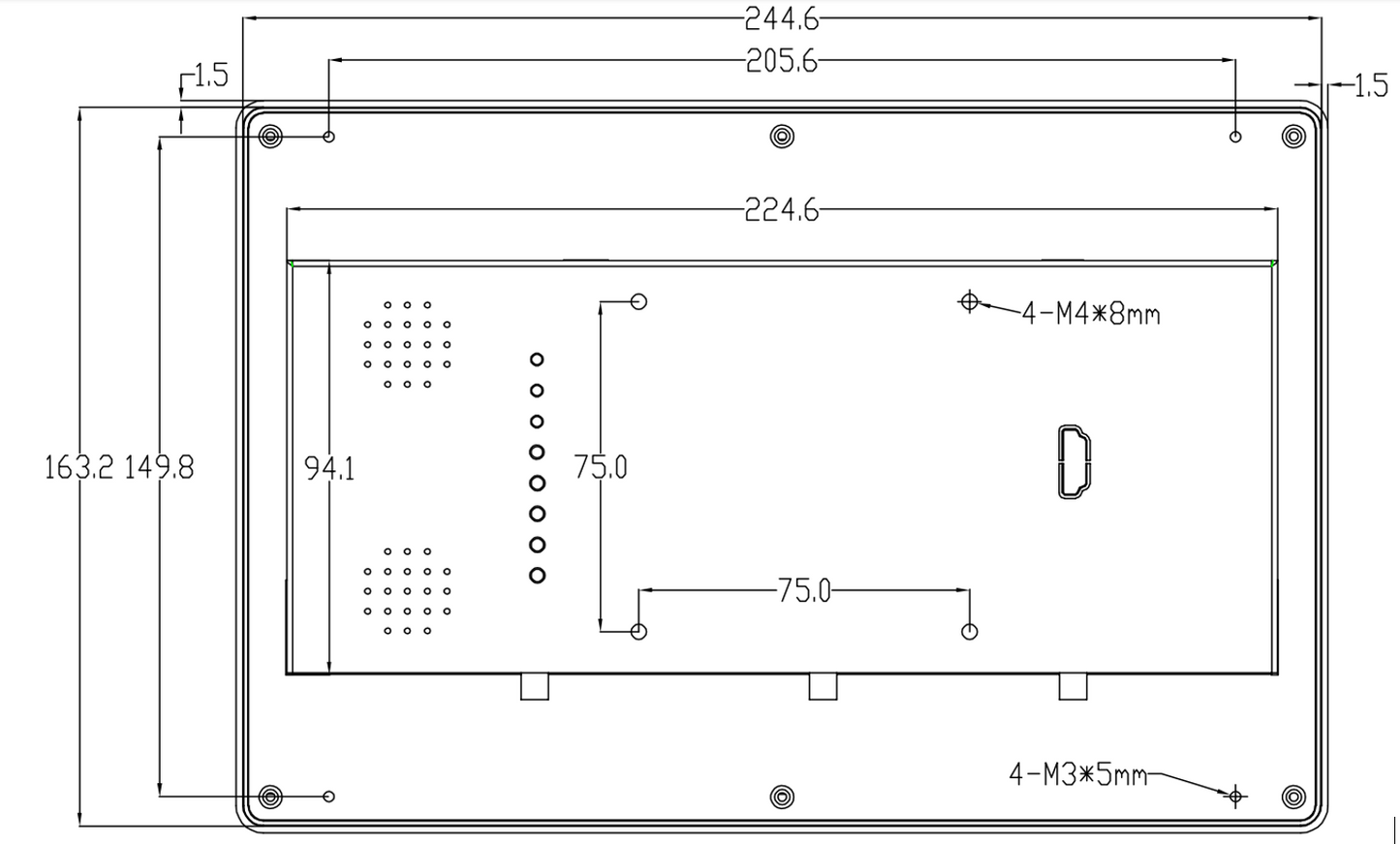 10.1" inch RK3288 2x INT SPK All in One HMI Android Panel PC, ControlHUB Series, IPS LCD, ABS Frame