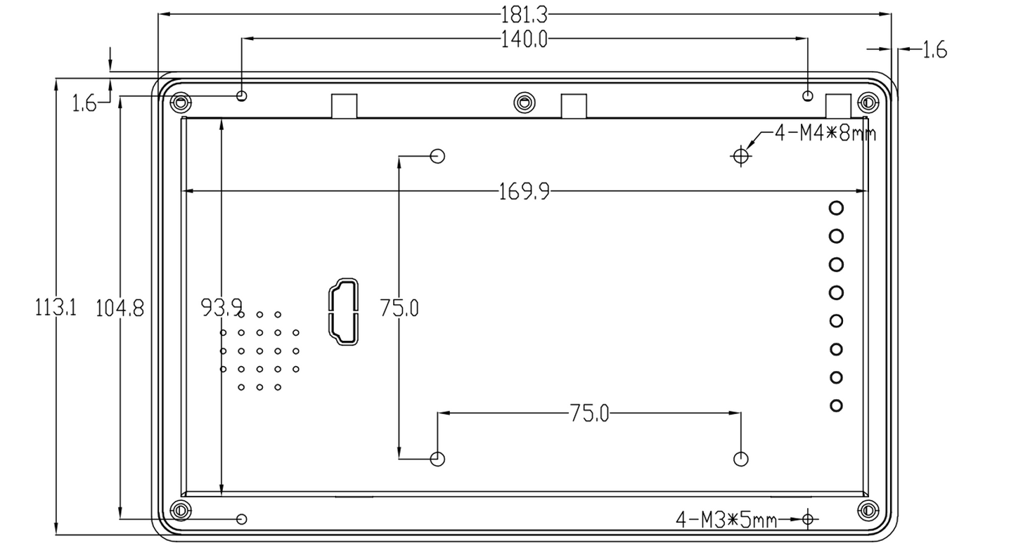 7" inch RK3288 2x INT SPK All in One HMI Android Panel PC, ControlHUB Series, IPS LCD, ABS Frame