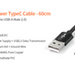 High-Power Type-C to USB-A Male 2.0 Cable - 60cm