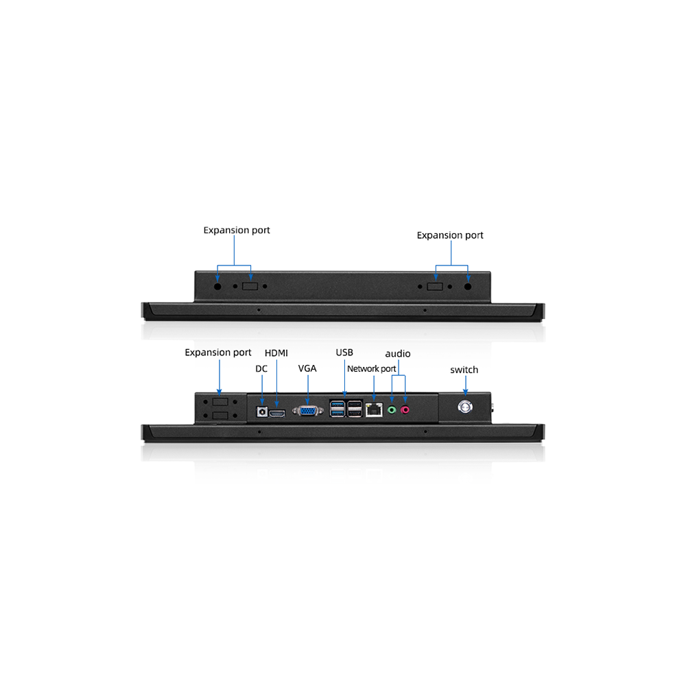 21.5" inch Industrial Flat Panel PC Windows J1900 4GB DDR3 64GB All In One PC with Capacitive Touch – Mount Type S - Side