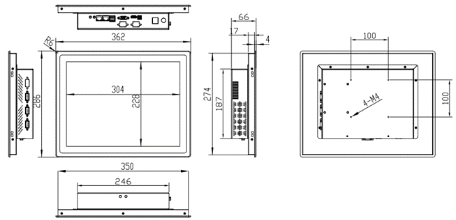 15" inch Industrial Flat Panel PC Windows i3 8GB DDR4 128GB All In One PC with Capacitive Touch – Mount Type C - 2