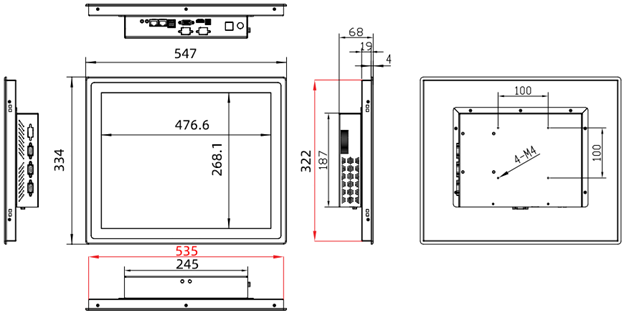 21.5" inch Industrial Flat Panel PC Windows i3 8GB DDR4 128GB All In One PC with Capacitive Touch – Mount Type C - 2