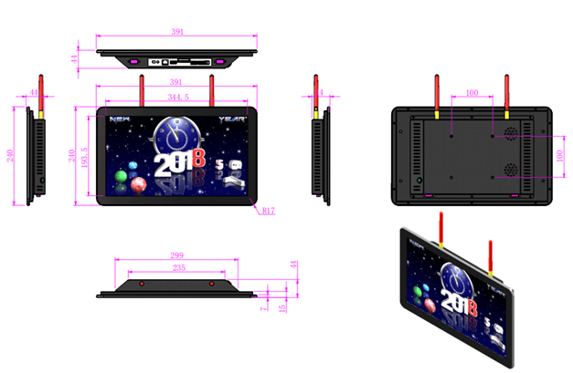 15.6" inch Industrial Flat Panel PC Andorid OS RK3288 CPU 2GB DDR3 8GB All In One PC with Capacitive Touch – Mount Type H - 1