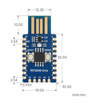 Raspberry Pi RP2040 Microcontroller Development Board RP2040-One Dual-core Processor Python/C Motherboard