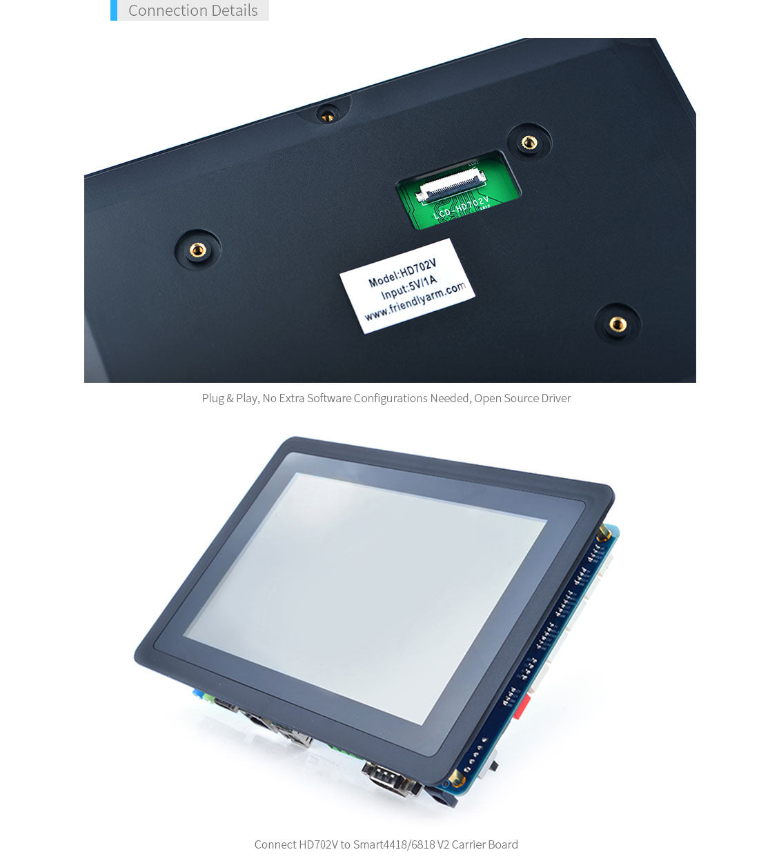 Friendly Elec HD702V 7inch LVDS Cap-Touch HD Display