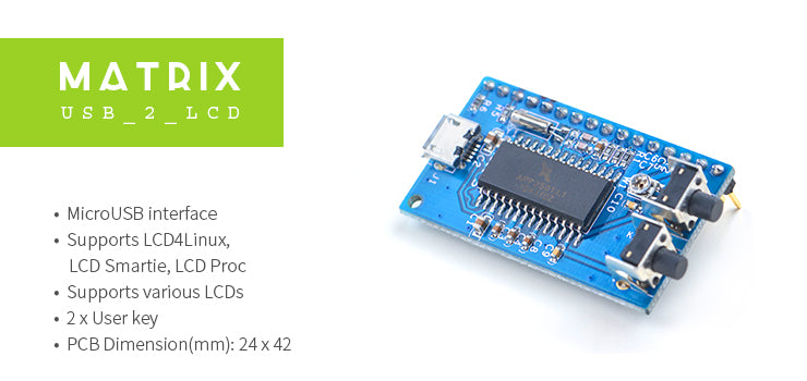 USB port 1602 LCD Module for Pi (LCD2USB)