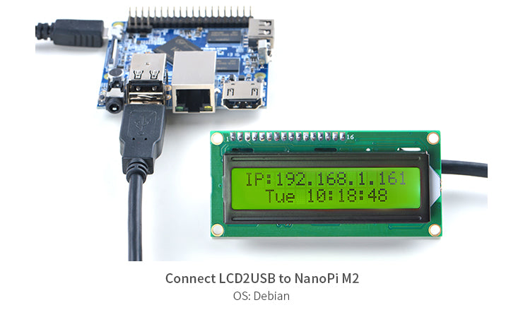 USB port 1602 LCD Module for Pi (LCD2USB)